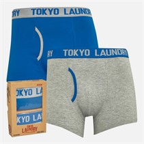 Tokyo Laundry Mens Budworth Two Pack Boxers Pack A Light Grey Marl/Jet Blue