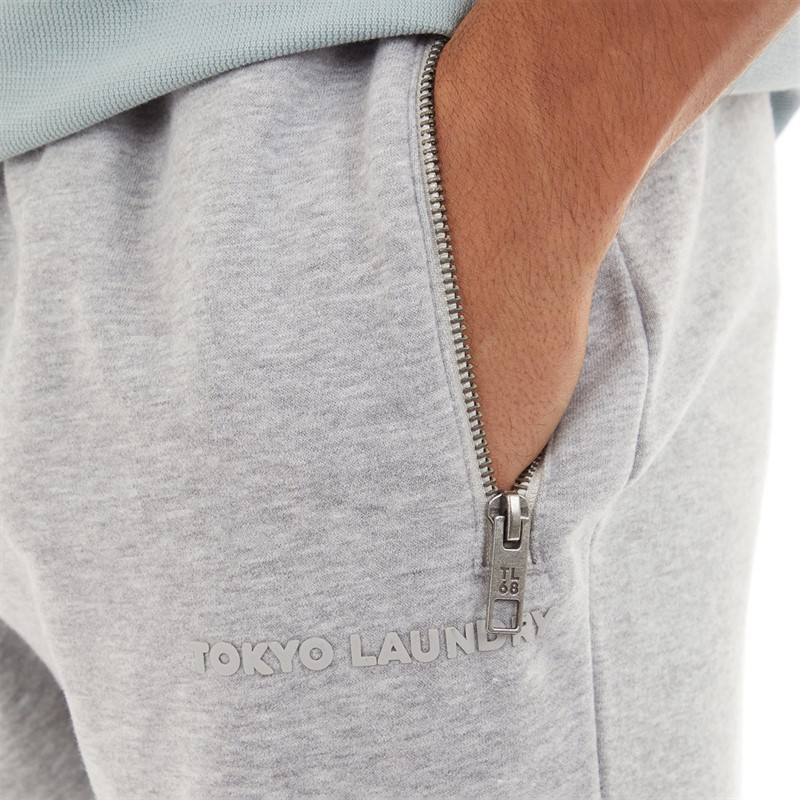 Tokyo Laundry Mens Crayo Joggers Light Grey Marl