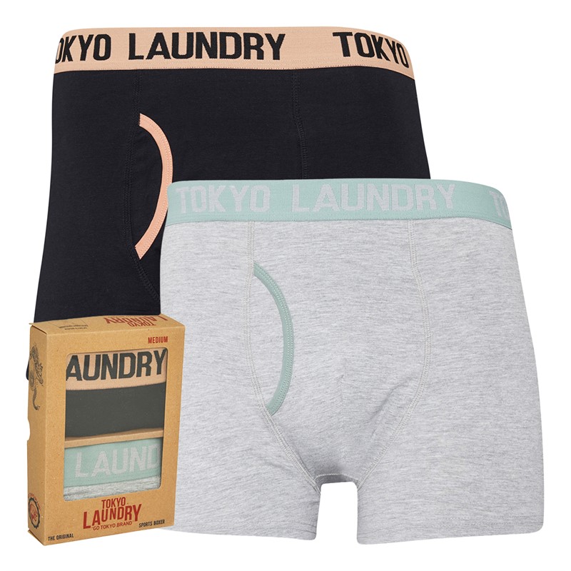 Tokyo Laundry Mens Abbots Two Pack Boxers Pack B Cork/Chinois Green