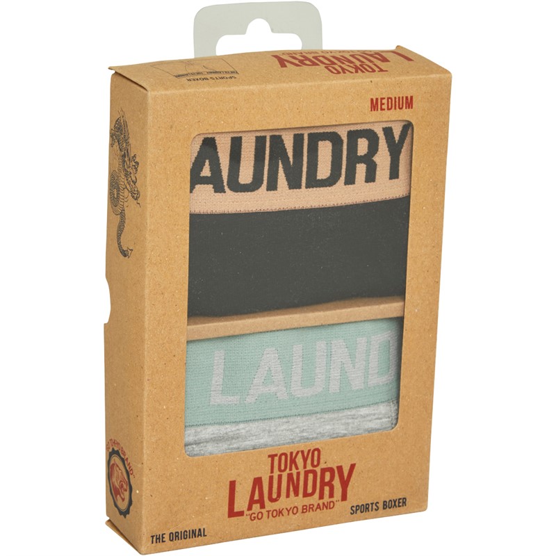 Tokyo Laundry Mens Abbots Two Pack Boxers Pack B Cork/Chinois Green