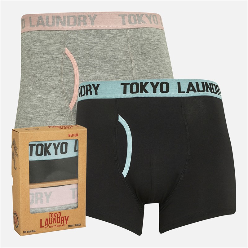 Tokyo Laundry Mens Abbots Two Pack Boxers Pack C Forget Me Not/Pink Nectar