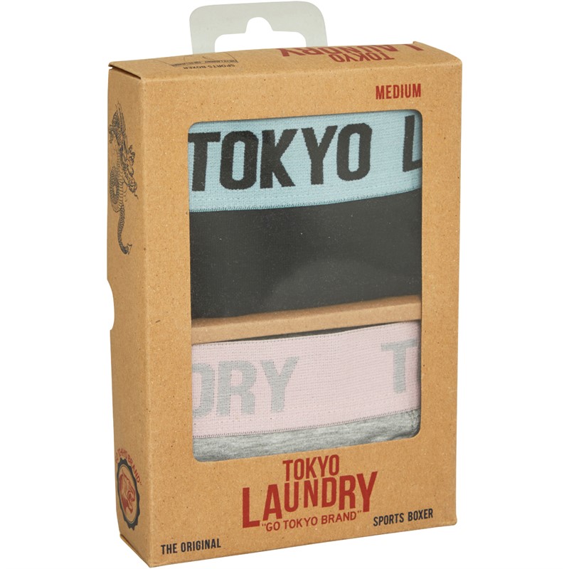 Tokyo Laundry Mens Abbots Two Pack Boxers Pack C Forget Me Not/Pink Nectar