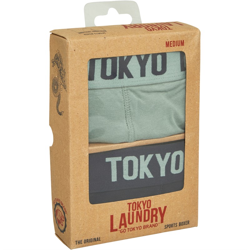 Tokyo Laundry Mens Hillside Two Pack Boxers Pack A Chinois Green/Sky Captain Navy