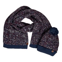 Tokyo Laundry Mens Beanie And Scarf Set Navy/Red