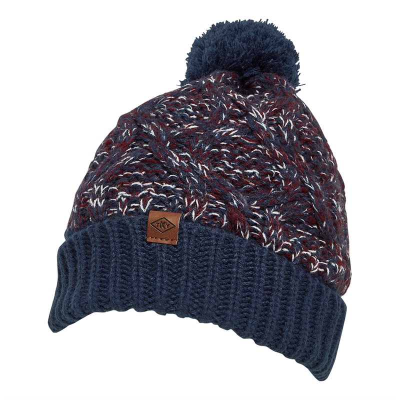 Tokyo Laundry Mens Beanie And Scarf Set Navy/Red