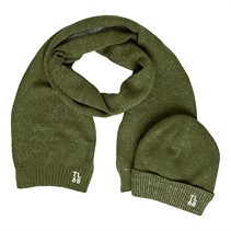 Tokyo Laundry Mens Beanie And Scarf Set Olive