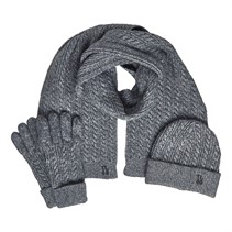 Tokyo Laundry Mens Beanie Scarf And Gloves Set Grey