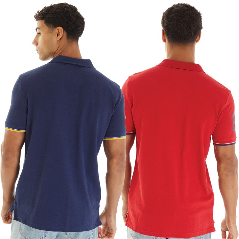 Tokyo Laundry Mens Sporting Goods Two Pack Polos Medieval Blue/Barbados Cherry