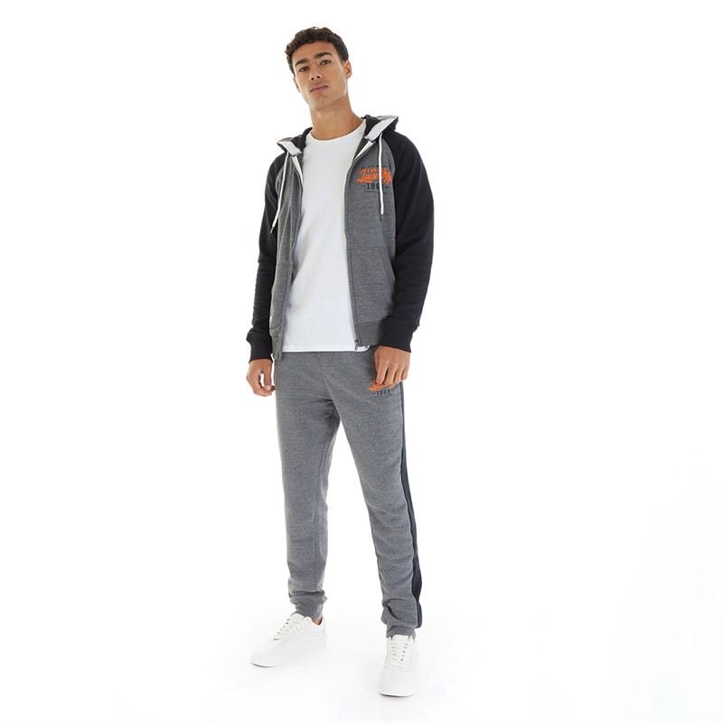 Tokyo Laundry Mens Ragoo Tracksuit Mid Grey Marl/Jet Black