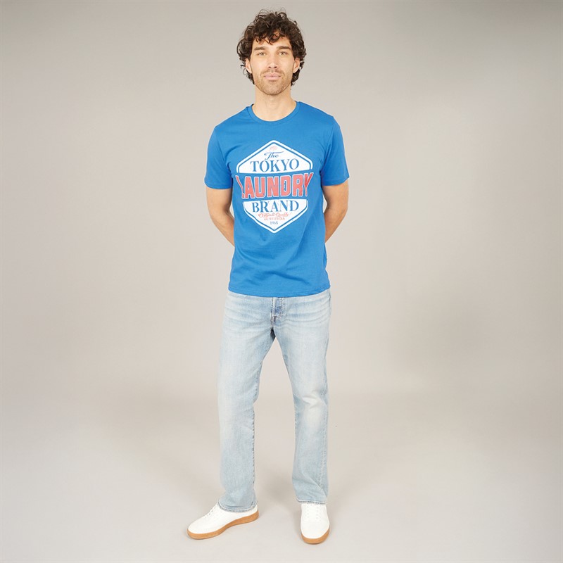 Tokyo Laundry Mens Barton T-Shirt Blue
