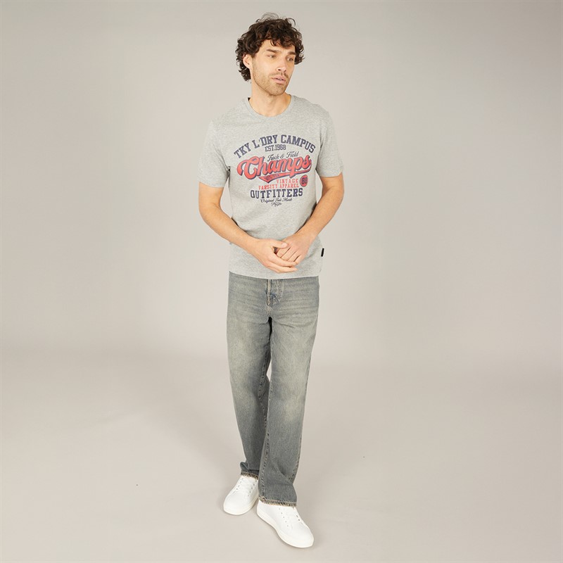 Tokyo Laundry Mens Barkway T-Shirt Mid Grey Marl