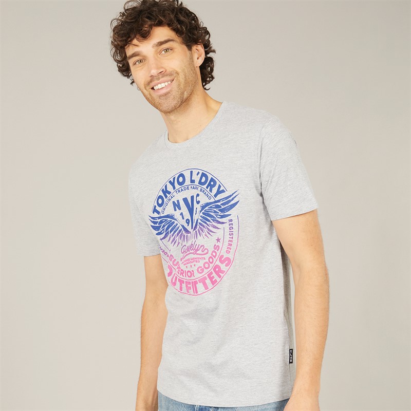 Tokyo Laundry Mens Manor T-Shirt Light Grey