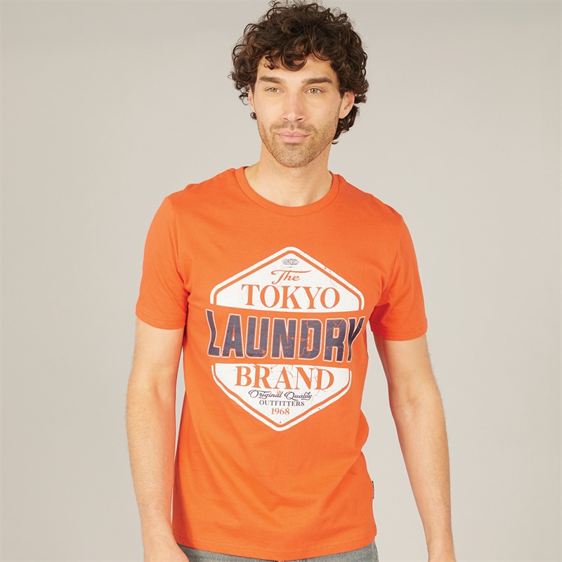 Tokyo Laundry Mens Barton T-Shirt Orange - Size L