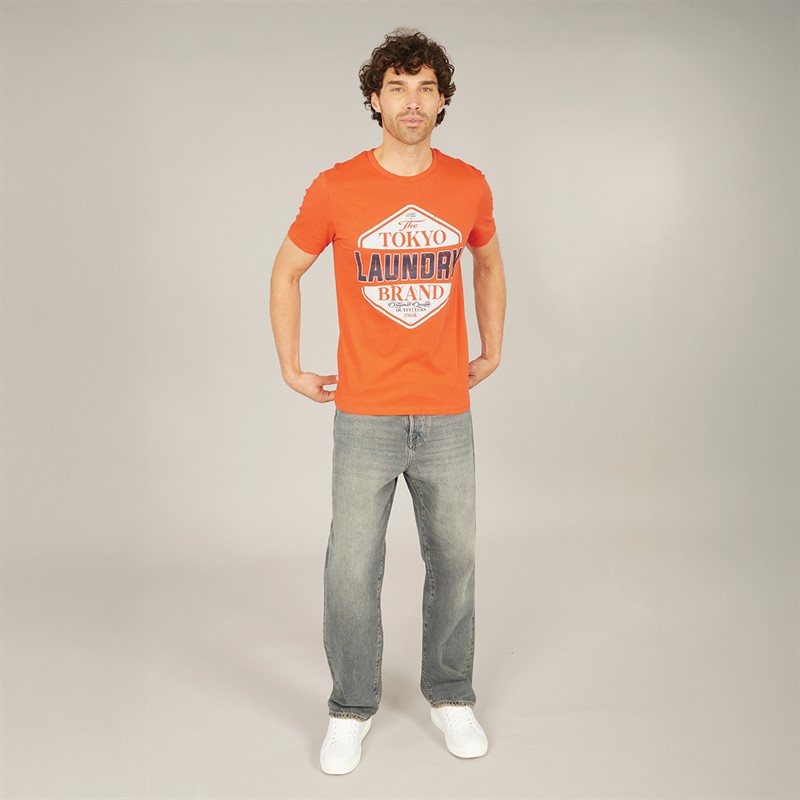 Tokyo Laundry Mens Barton T-Shirt Orange