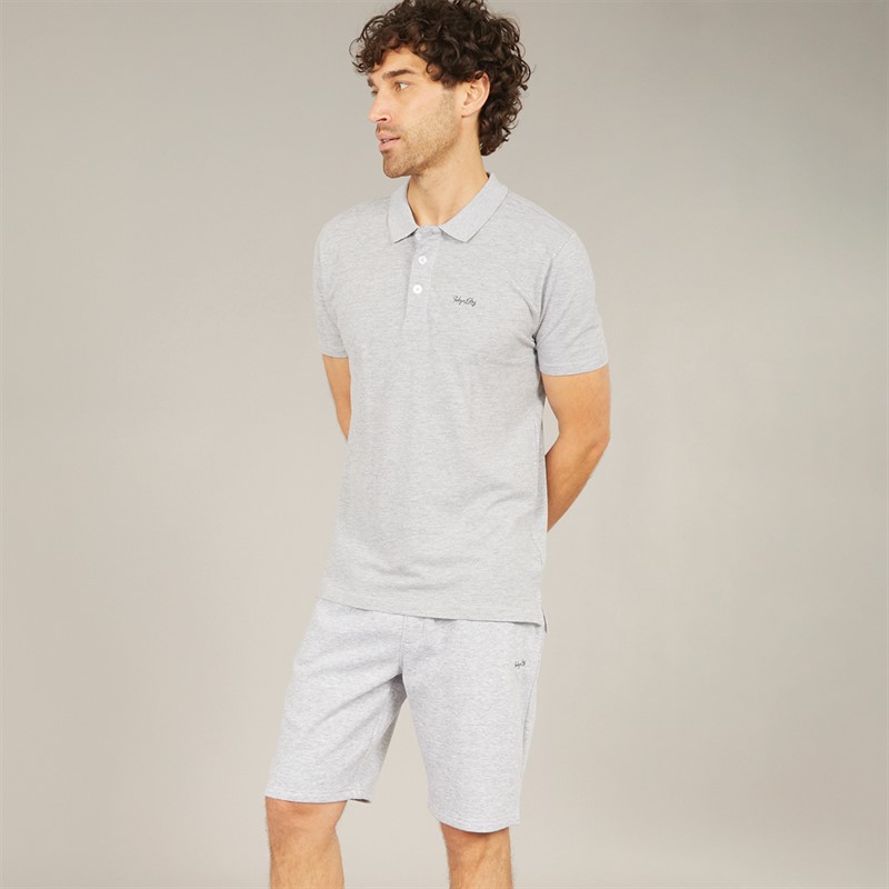 Tokyo Laundry Mens Andrius Polo And Shorts Co-Ord Light Grey Marl pique - Size S