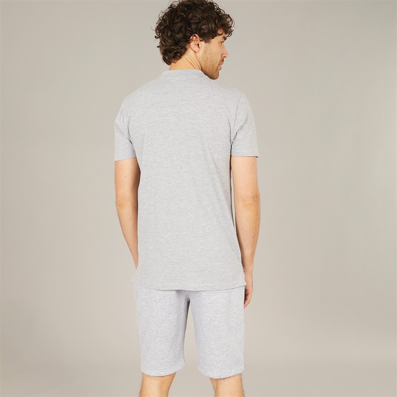 Tokyo Laundry Mens Andrius Polo Shirt And Shorts Co-Ord Light Grey Marl