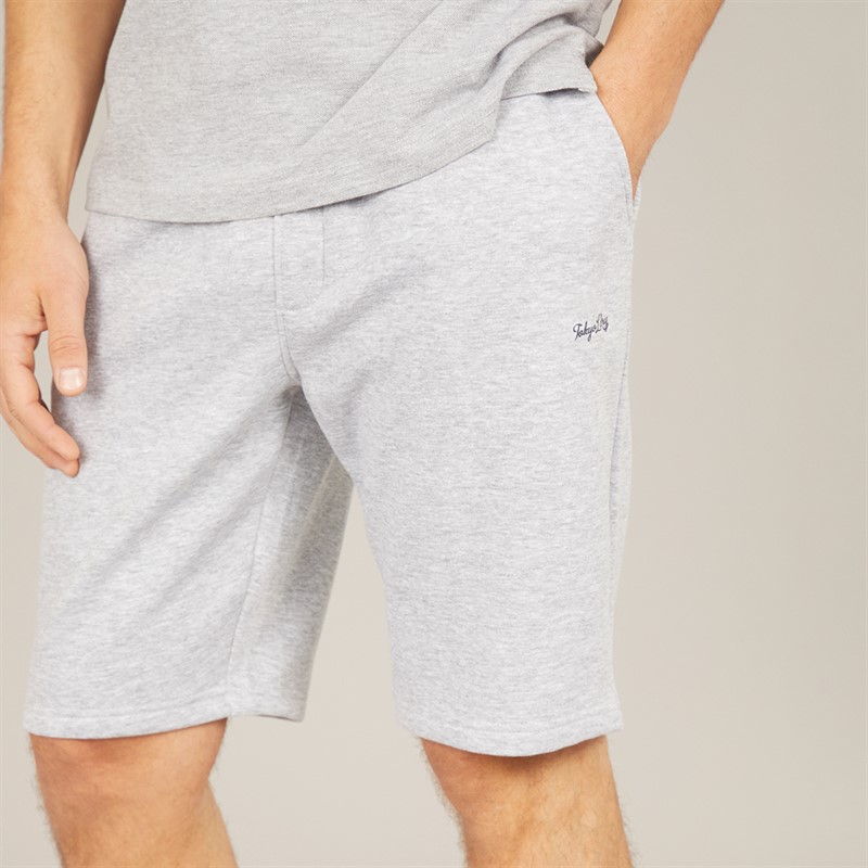 Tokyo Laundry Mens Andrius Polo Shirt And Shorts Co-Ord Light Grey Marl