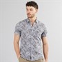Tokyo Laundry Mens Varadero Short Sleeve AOP Shirt Light Grey