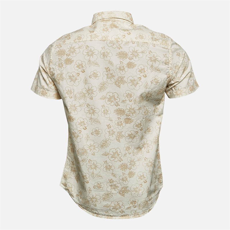 Tokyo Laundry Mens Hibisco Short Sleeve AOP Shirt White