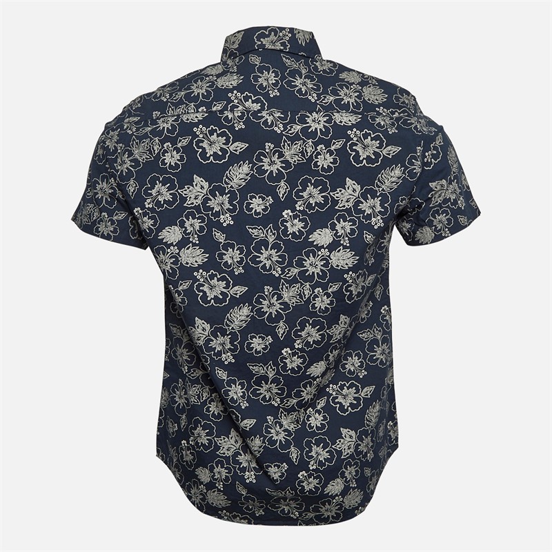 Tokyo Laundry Mens Hibisco Short Sleeve AOP Shirt Navy