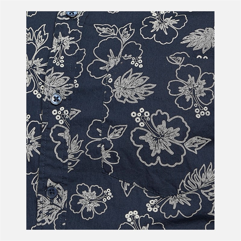 Tokyo Laundry Mens Hibisco Short Sleeve AOP Shirt Navy