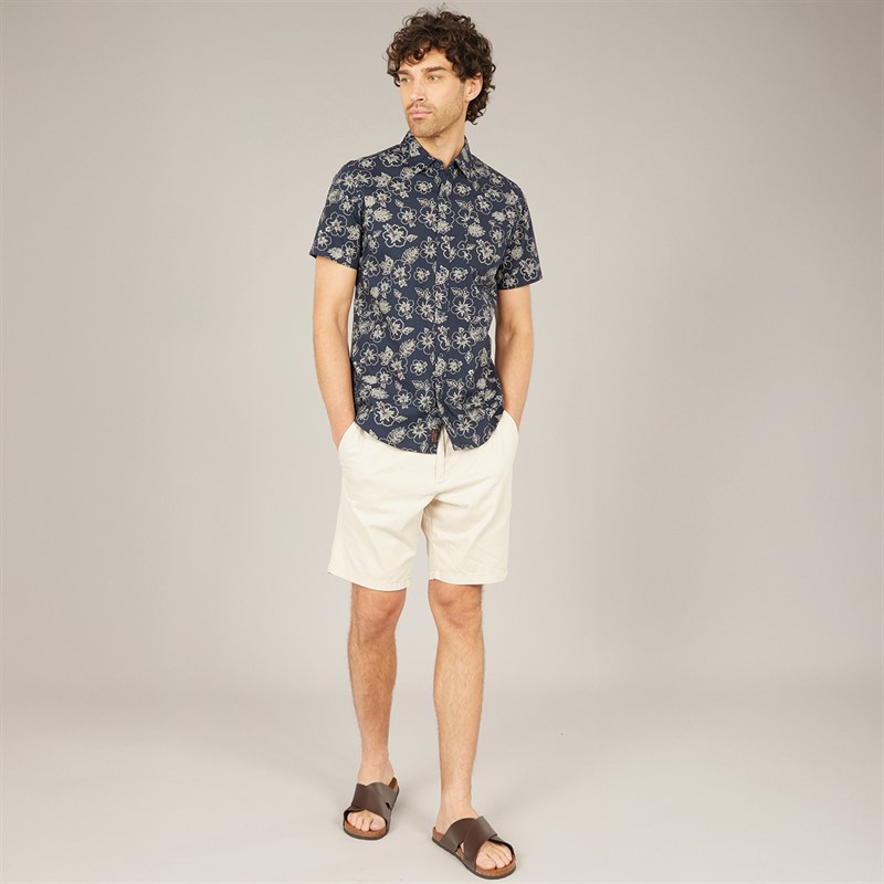 Tokyo Laundry Mens Hibisco Short Sleeve AOP Shirt Navy