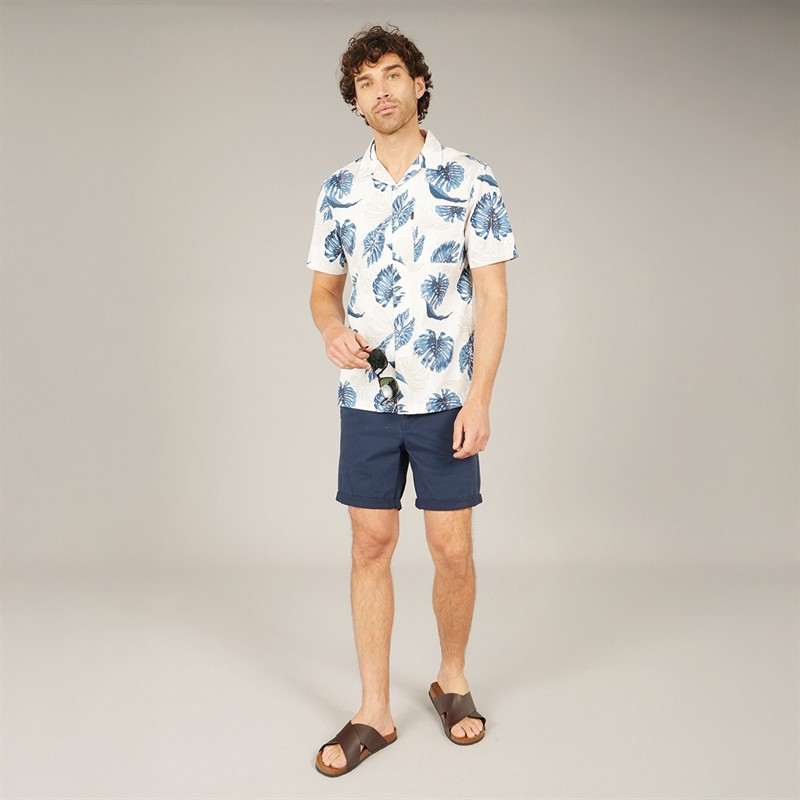 Tokyo Laundry Mens Hoja Short Sleeve AOP Shirt Blue