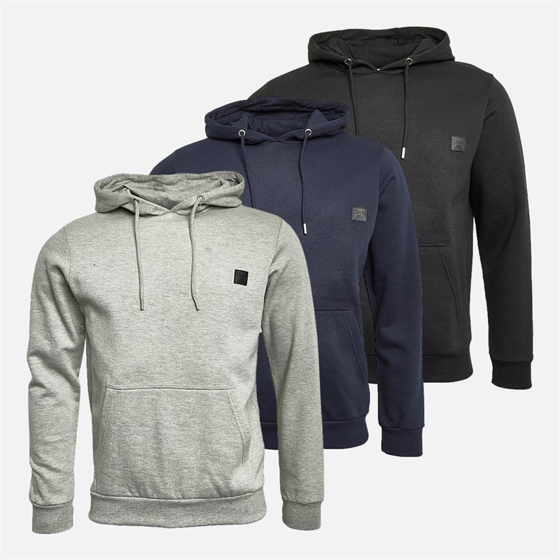 Tokyo Laundry Mens Hargrove Three Pack Hoodies Sky Captain Navy/Ice Grey Marl/Jet Black - Size S