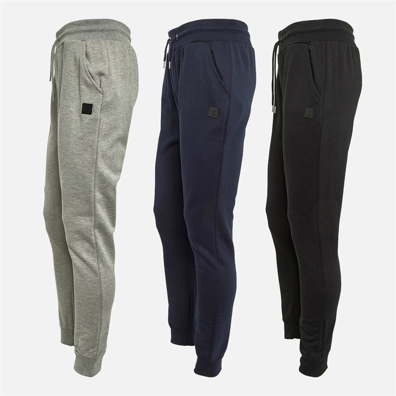 Tokyo Laundry Mens Underground Three Pack Joggers Sky Captain Navy/Light Grey Marl/Jet Black