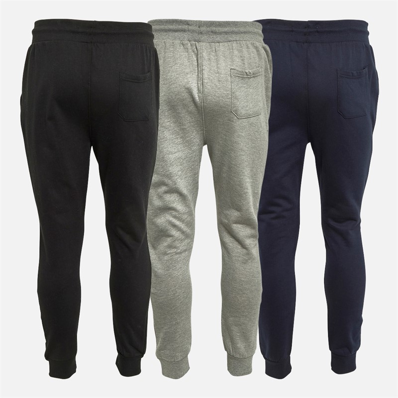 Tokyo Laundry Mens Underground Three Pack Joggers Sky Captain Navy/Light Grey Marl/Jet Black