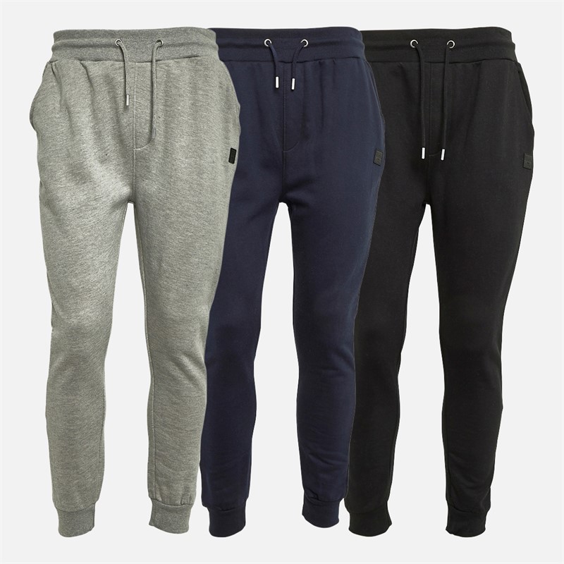 Tokyo Laundry Mens Underground Three Pack Joggers Sky Captain Navy/Light Grey Marl/Jet Black