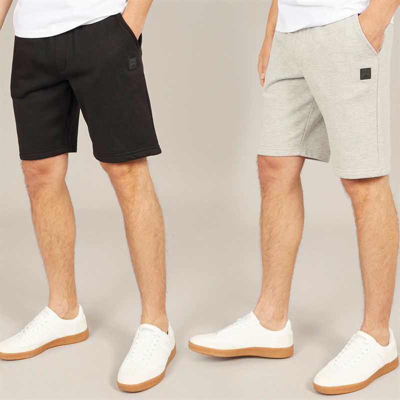 Tokyo Laundry Mens Helm Two Pack Jersey Shorts Light Grey Marl/Jet Black - Size XXL