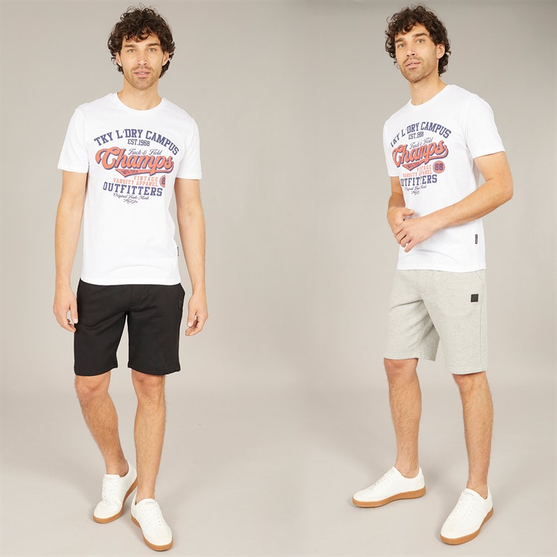 Tokyo Laundry Mens Helm Two Pack Jersey Shorts Light Grey Marl/Jet Black