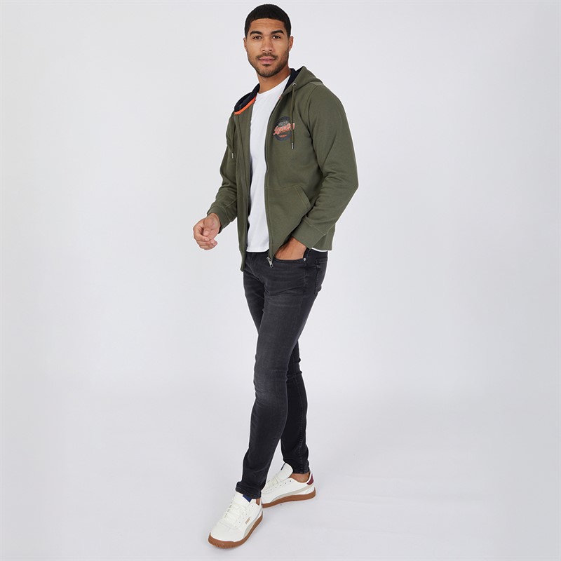 Tokyo Laundry Mens Claude Full Zip Hoodie Khaki