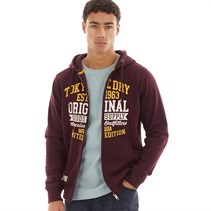 Tokyo Laundry Mens Claude Full Zip Hoodie Wine Tasting