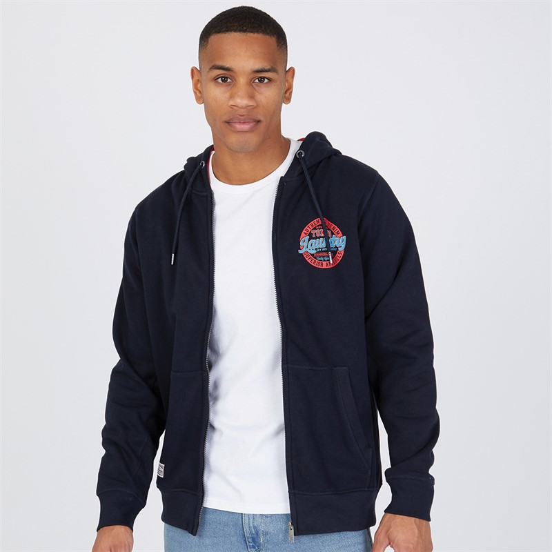 Tokyo Laundry Mens Claude Full Zip Hoodie Navy