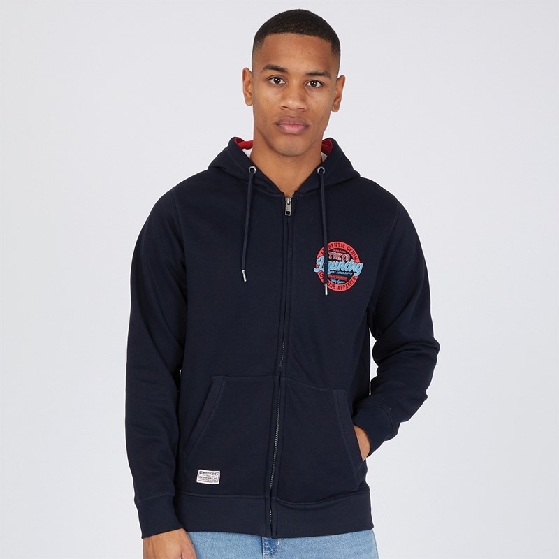 Tokyo Laundry Mens Claude Full Zip Hoodie Navy