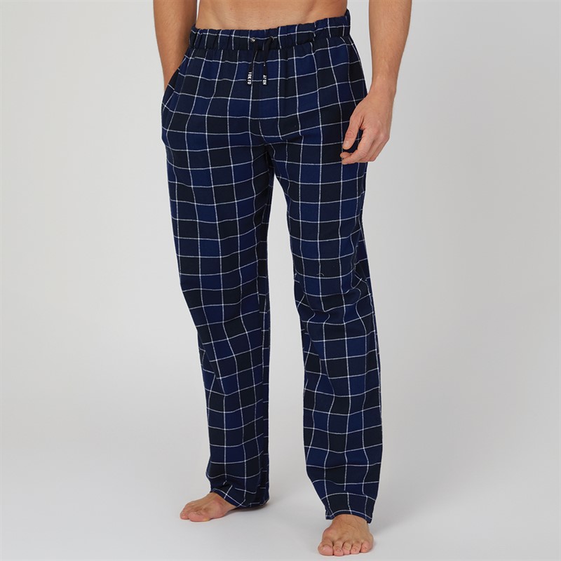 Tokyo Laundry Mens Tayos Woven Checked Flannel Pants Navy