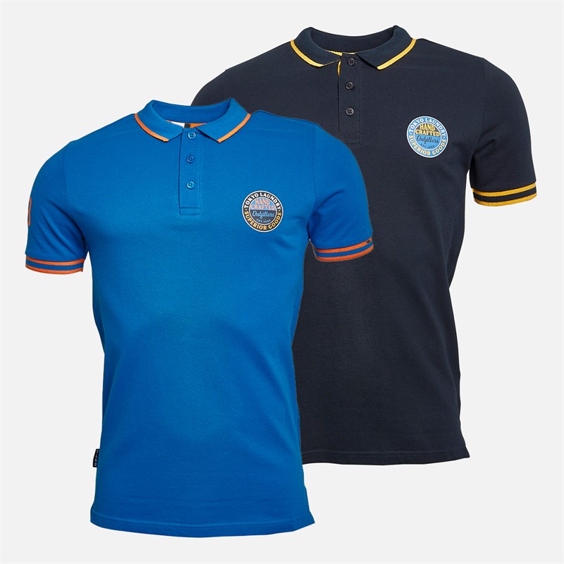 Tokyo Laundry Mens Prost Two Pack Polos Sky Captain Navy/Jet Blue