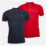 Tokyo Laundry Mens Lauda Two Pack Polos Sky Captain Navy/Barbados Cherry Red