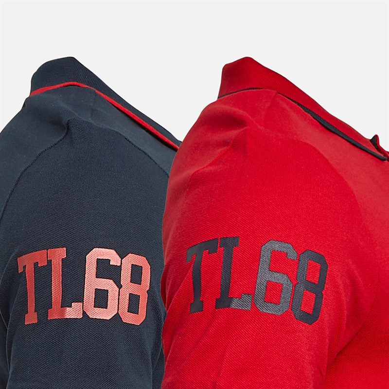 Tokyo Laundry Mens Lauda Two Pack Polos Sky Captain Navy/Barbados Cherry Red