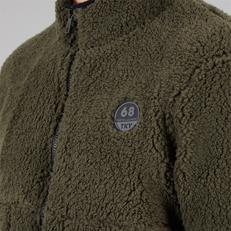 Tokyo Laundry Mens Palomas Funnel Neck Fleece Khaki