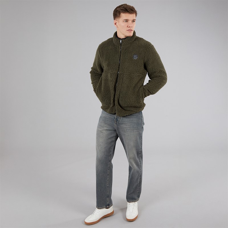 Tokyo Laundry Mens Palomas Funnel Neck Fleece Khaki