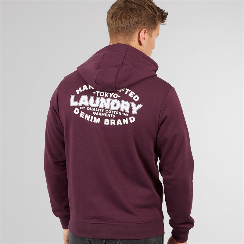 Tokyo Laundry Mens Stonefall Zip Through Hoodie Winetasting