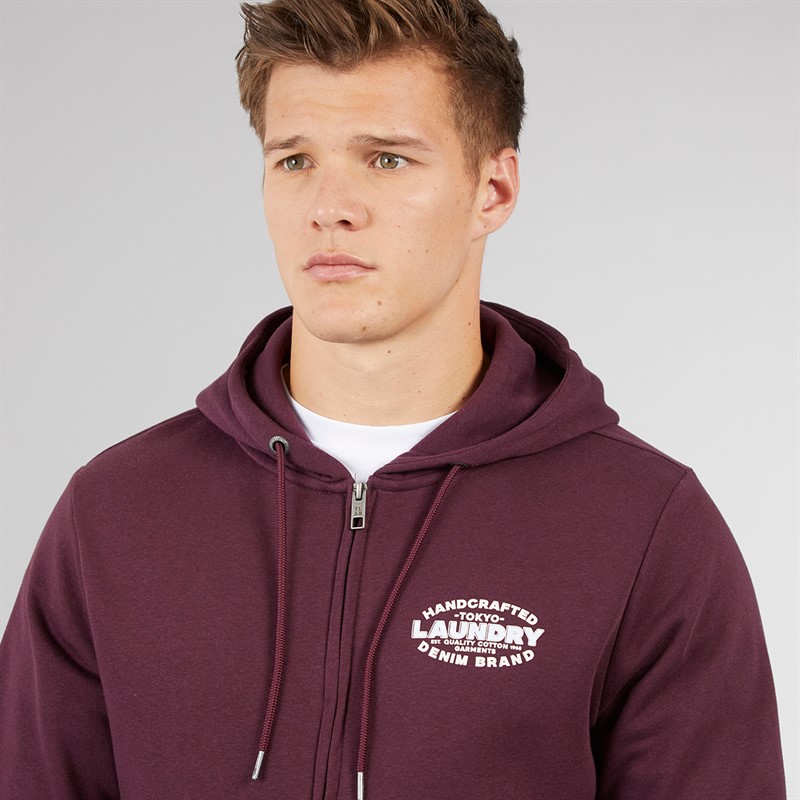 Tokyo Laundry Mens Stonefall Zip Through Hoodie Winetasting