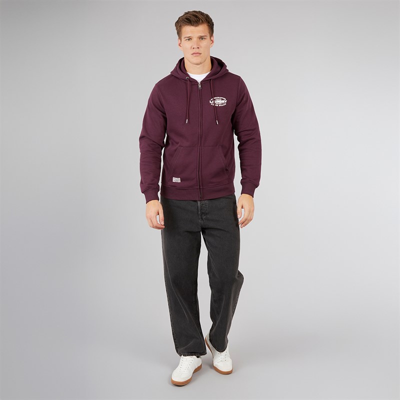 Tokyo Laundry Mens Stonefall Zip Through Hoodie Winetasting