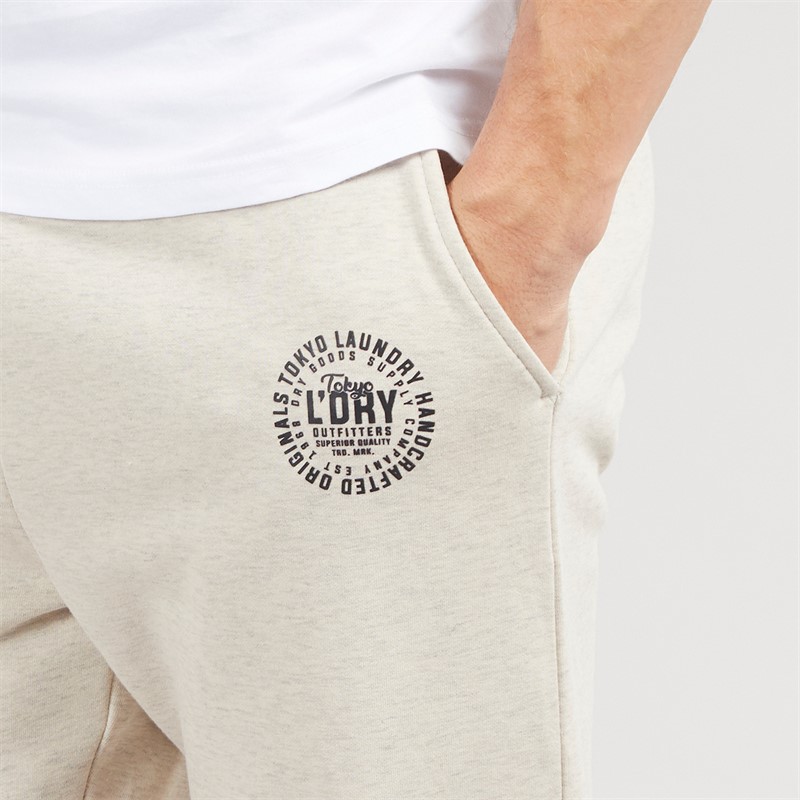 Tokyo Laundry Mens Aspin Wide Leg Joggers Oatmeal Marl
