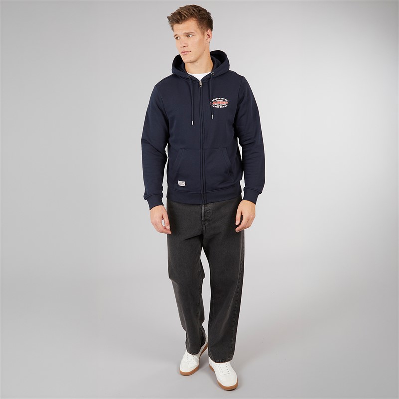 Tokyo Laundry Mens Stonefall Zip Through Hoodie Navy