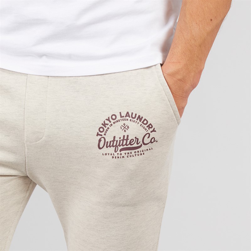Tokyo Laundry Mens Coppice Joggers Oatmeal Marl