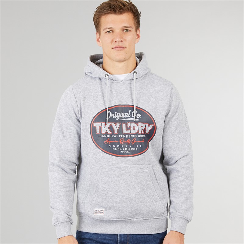Tokyo Laundry Mens Cawthorn Hoodie Light Grey Marl